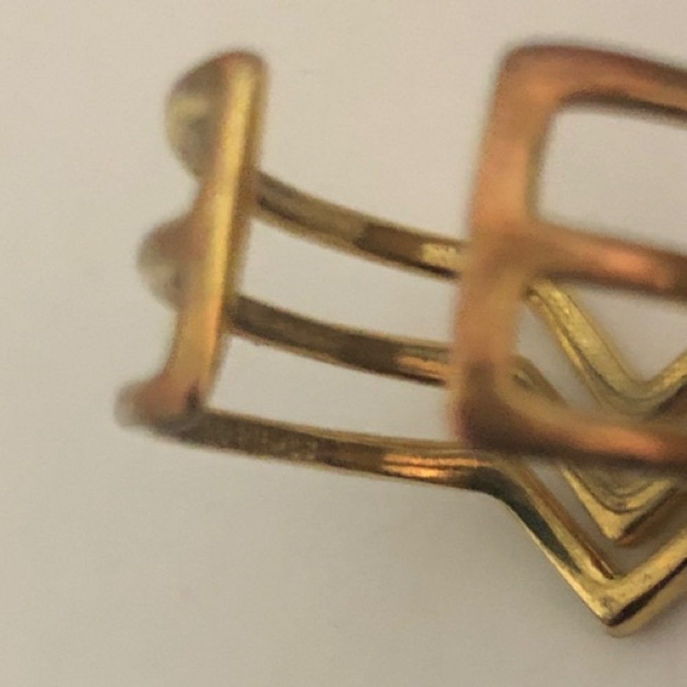 Stella & Dot Gold Chevron Adjustable Ring Trio - Picture 4 of 6